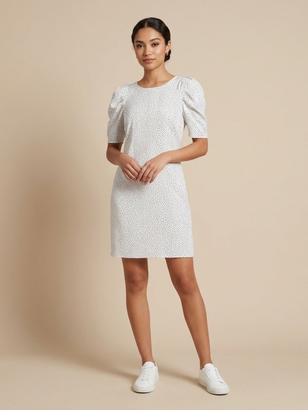 Banana Republic White Mini Puff-Sleeve Shift Dress